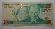 Stary banknot 20 Milionów Lirów Turcja