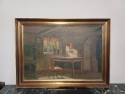 Stary obraz na płótnie sygnowany  .