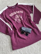 Bluza oversize Hogwarts Harry Potter napis bawełna bordowy kieszenie 38 M