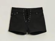 Czarne krótkie spodenki - szorty z ozdobnym sznurowaniem HOUSE rozm. 38