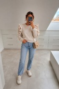 Zara bluza z falbanami ecru/beż M 