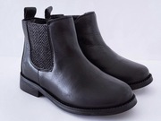 Czarne skórzane botki sztyblety kozaki NEXT 27