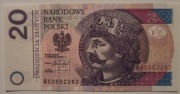 20 ZŁ B. CHROBRY SERIA BS 0552262 2016 r. STAN UNC