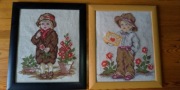 Obrazki ręcznie haftowane - Dziewczynka i Chłopiec
