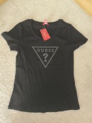 Koszulka t shirt guess prążkowana czarna M 
