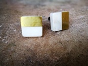 Kwadratowe betonowe geometryczne białe złoto uchwyty gałki