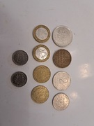 82. Francja. Monety. Franki. Frank.  Zestaw różnych nominałów. 500 franków