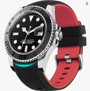PASEK DO ZEGARKA Samsung Galaxy WatchHuawei CZARNY+CZERWONY SILIKONOWY 22mm