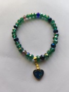 Zielona bransoletka 4 mm Handmade z zawieszką 