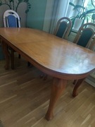 Dębowy komplet: stół, stolik kawowy, "ala" komoda