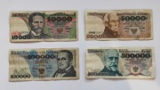 Banknoty PRL zestaw 4 szt 500000 100000 50000 10000 zł stare złote