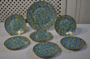 Stary porcelanowy zestaw deserowy, Ćmielów, Art-Deco