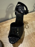 Granatowe w kropki, szpilki, pole dance 40, 17cm (25)