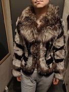 VIA estero futro naturalne z  szynszyli skóra  vege  i lis srebrny 38