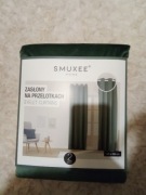 Zielone welurowe welwetowe zasłony na przelotkach SMUKEE 2x zasłona kółka 