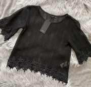 Ażurowa bluzka Reserved nowa xs czarna festiwal