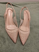 Bright Mesh High Heels Footwear Elegant Slingback Pointed Slip Lady Shoes