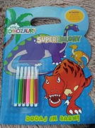 Kolorowanka dinozaury z flamastrami 