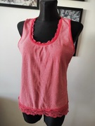 Bluzka 44 topik taliowany otulający koronka elastyczny miękki coton