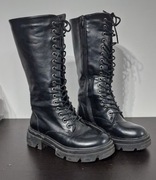 Wysokie buty czarne Kozaki Glany Rozmiar 37 Skórzane