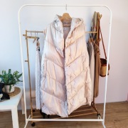 Bezrękawnik kamizelka Reserved 1xl 44 XXL beżowa kremowa  kapturem puchowa 