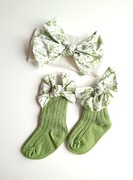 zestaw jasnozielone oliwkowe skarpety skarpetki dla dziewczynki opaska