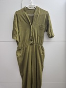 Kombinezon vintage made in England 100% bawełna zgniła zieleń guziki 