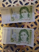 Pięć Marka niemiecka dwie sztuki