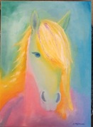 A. Maj. DUŻY OBRAZ OLEJNY 70x50cm Barwny koń