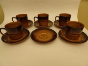 Tułowice, serwis ANIA proj K. Kowalski, PRL, 5 filiżanek, 6 spodków