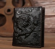 Męski portfel skóra naturalna - Wytlaczany wzór- smok