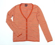 Kardigan Tommy Hilfiger w paski pomarańczowy bawełna kaszmir XS