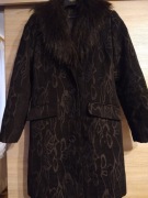 Brązowy płaszcz zimowy z futerkiem L 