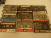 Kasety magnetofonowe 9 sztuk, TDK, Sony, 90 i 60 minut