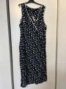 Nowa sukienka H&M Mama L czarna w białe groszki 100% wiskoza Pin up maxi