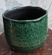 Ciemnozielona strukturalna doniczka pattern green 15 / 14 home design 