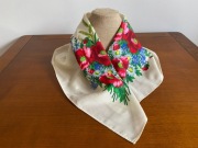 Stara Ludowa Chusta Apaszka Kwiaty PRL