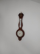 Stara wisząca drewniana stacja pogodowa Fischer termometr barometr 