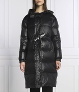 TWINSET czarny puch naturalny  z kapturem IT44 na M-L/ 400euro