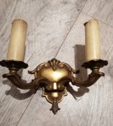 Kinkiety mosiężne vintage, dwuramienny, 2 szt. 