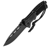 Nóż składany Mil-Tec Paracord Black z krzesiwem