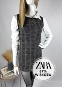 Sukienka bandażowa Zara L/40 bez rękawów szara dopasowana na wyjścia