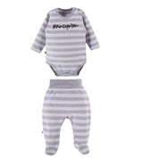 Eevi Ancymon Zestaw Body i Półśpiochy w Paski Szary Melanż Rozmiar 80 