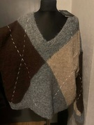 Vero Moda sweter tunika oversize z wełną gruby duży wzory romby hit