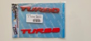 EMBLEMAT ZNACZEK NAPIS CZERWONY TURBO METAL