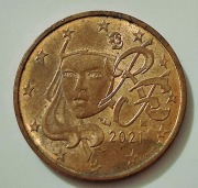 Francja . 2 eurocenty 2021.