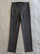 Szare eleganckie wizytowe spodnie w kant kratkę Primark 30 32R 38R jak nowe