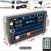 Radio Samochodowe 2 DIN ,Dotykowy, USB MicroSD AUX Z Pilotem+Kamery Cofania