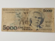 Sprzedam banknot Brazylia 5000 Cruzeiros 1990r.