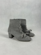 botki na obcasie wygodne eleganckie ocieplane szare zamszowe wiązane kozaki